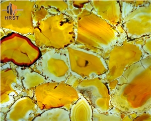Lighted Onyx Yellow Agate Slab Stone