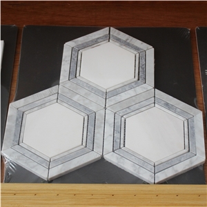 Long Hexagon Marble Mosaic Tile