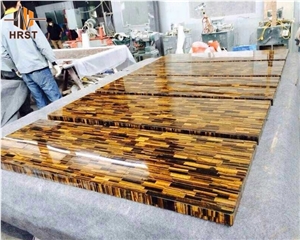 Luxury Natural Stone Round Tiger Eye Table Top