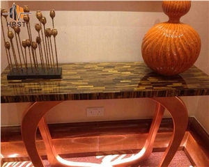 Luxury Natural Stone Round Tiger Eye Table Top
