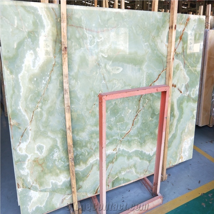 Natural Kerman Green Onyx Slab