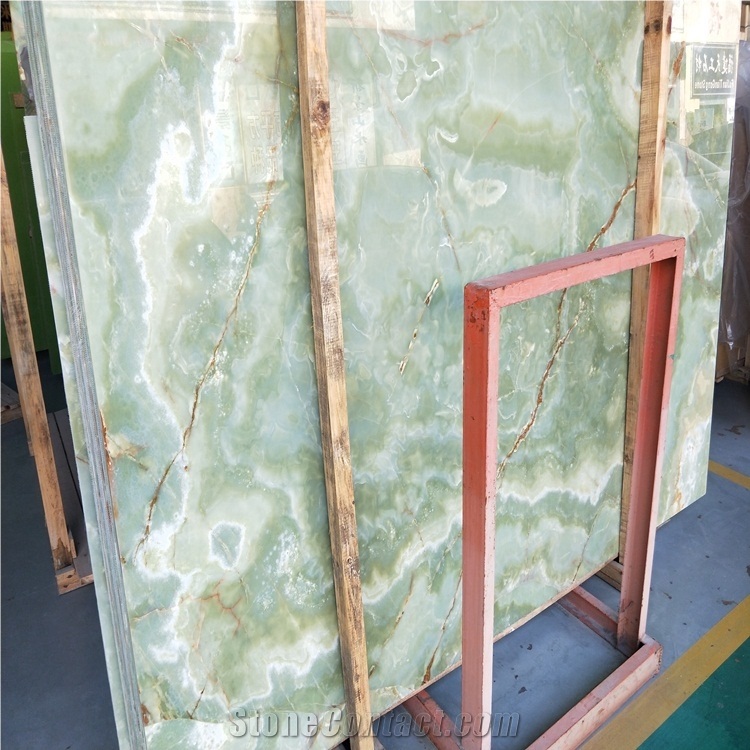Natural Kerman Green Onyx Slab