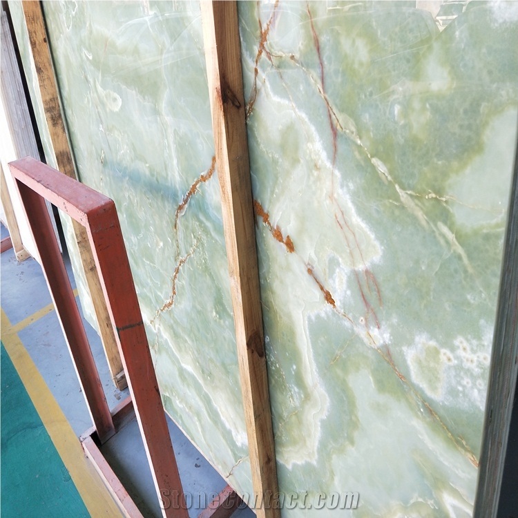 Natural Kerman Green Onyx Slab