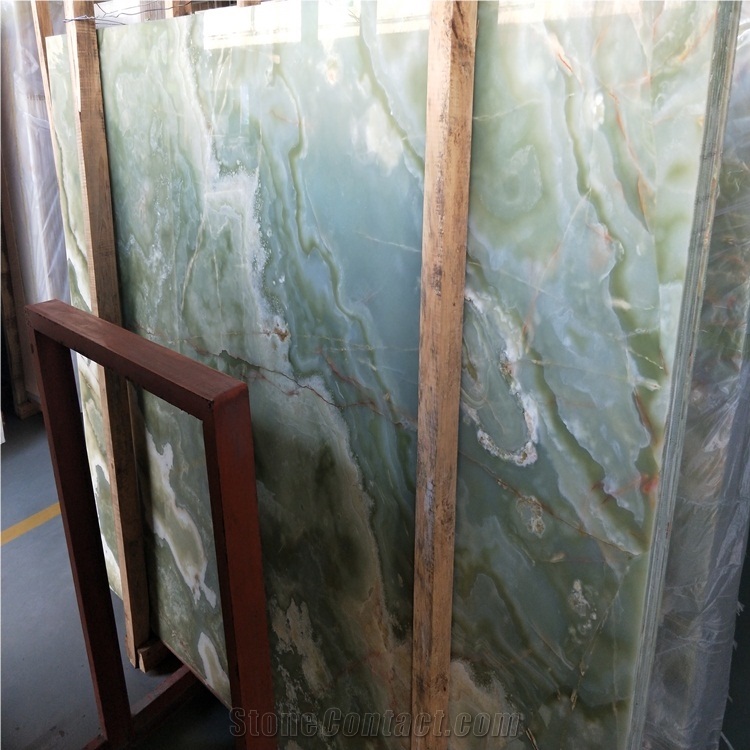 Natural Kerman Green Onyx Slab