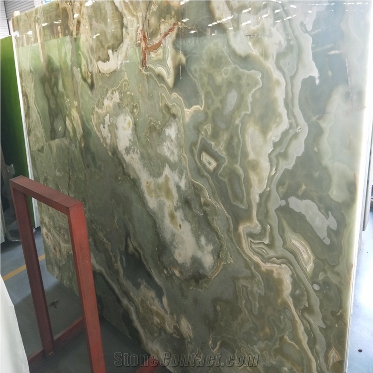 Natural Kerman Green Onyx Slab