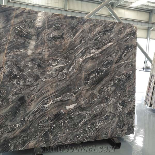 Polished Louis Gray Agate Marble Slab