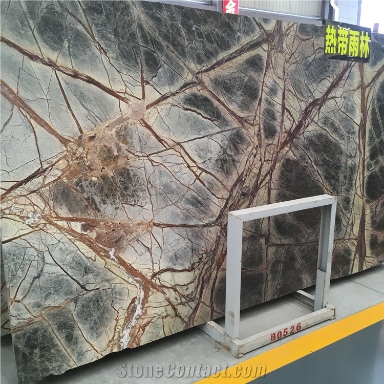 Polished Rainforest Green Marble Slabs and Tiles