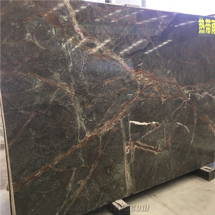 Polished Rainforest Green Marble Slabs and Tiles