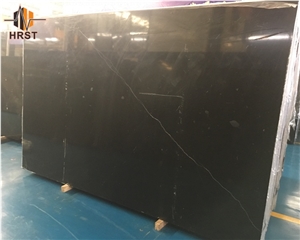 Polished Toros Black Marble Tile with White Veins