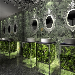 Precious Stone Green Emerald Translucent Slab Precious Stone Green Emerald Translucent Slab