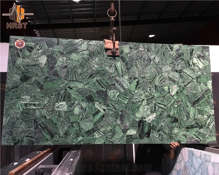 Precious Stone Green Emerald Translucent Slab