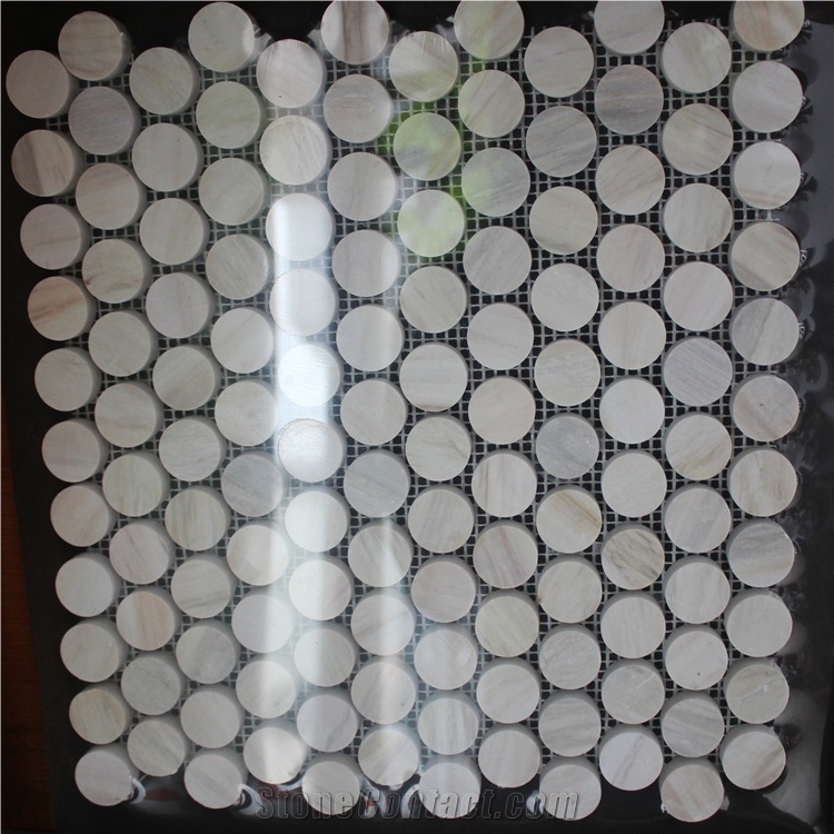 Round Shape Calacatta Gold Marble Mosaic