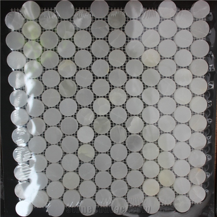 Round Shape Calacatta Gold Marble Mosaic