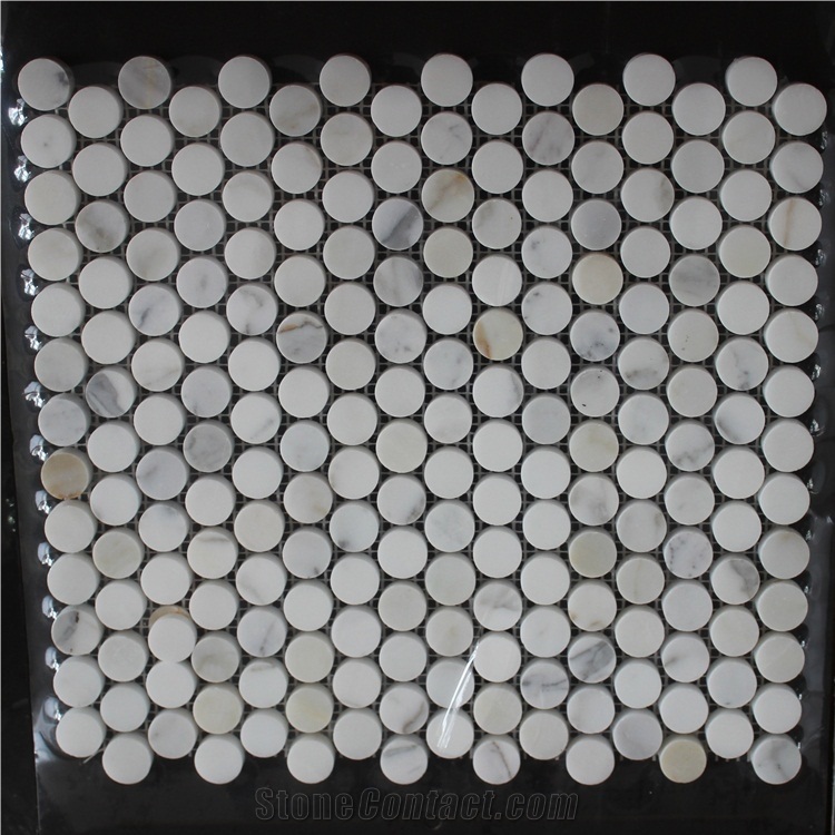 Round Shape Calacatta Gold Marble Mosaic