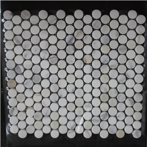Round Shape Calacatta Gold Marble Mosaic