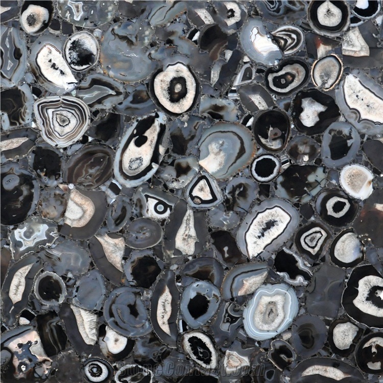 Semi Precious Black Agate Stone Slab Price