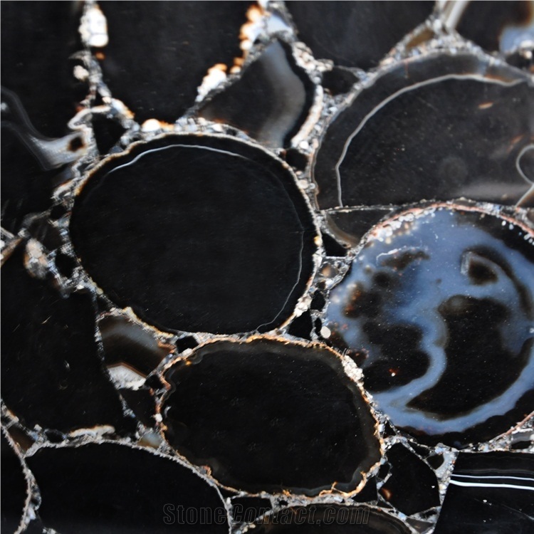 Semi Precious Black Agate Stone Slab Price