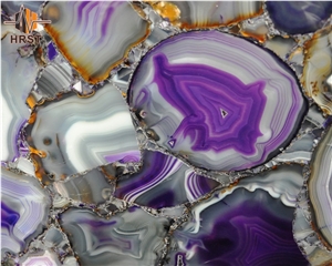 Semi Precious Stone Backlit Onyx Purple Agate Slab