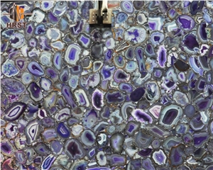 Semi Precious Stone Backlit Onyx Purple Agate Slab