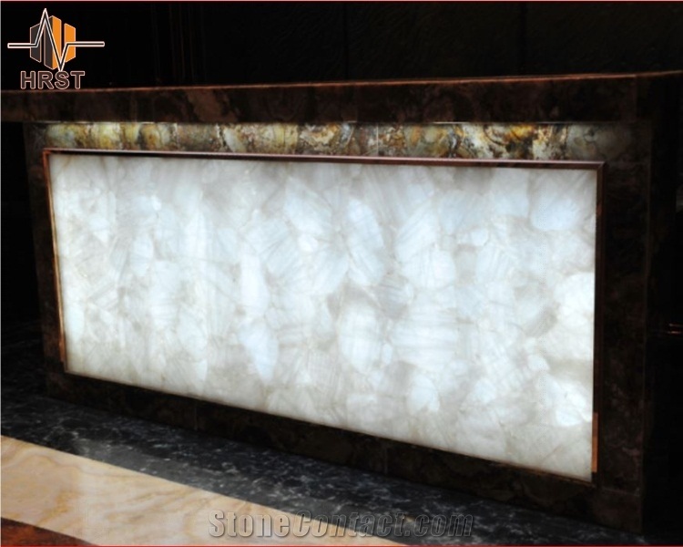Semi Precious Translucent Stone Crystal White Slab