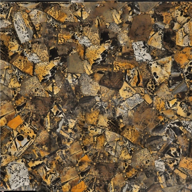 Semiprecious Yellow Fossil Stone Slabs