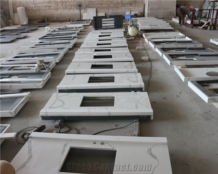 Solid Surface Calacatta Quartz Custom Vanity Tops