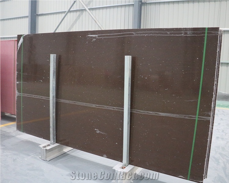 Sparkle Chocolate Brown Quartz Slabs