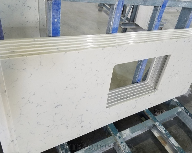 Statuario White Quartz Bath Tops