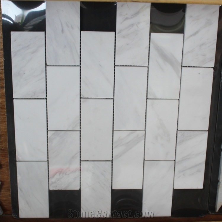 Volakas White Marble Rectangle Mosaic