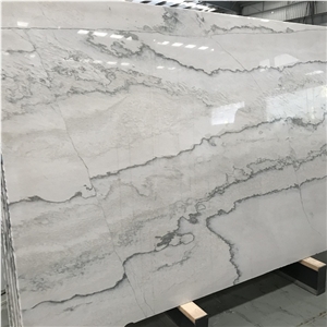 White Color Calacatta Macaubas Quartzite Slabs