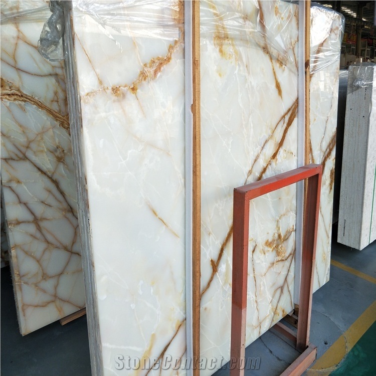 White Onyx with Gold Viens