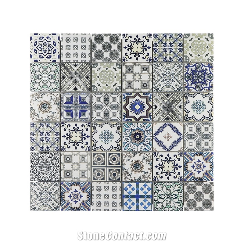 Inkjet Marble with Mesh Design Mosaic Tile