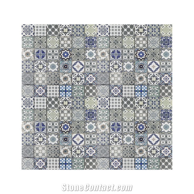 Inkjet Marble with Mesh Design Mosaic Tile