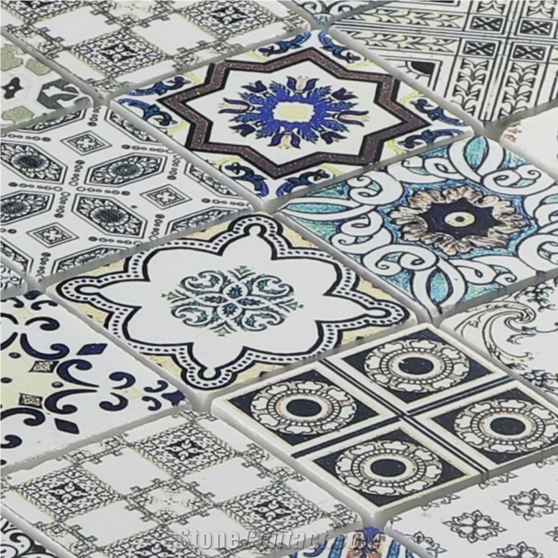 Inkjet Marble with Mesh Design Mosaic Tile