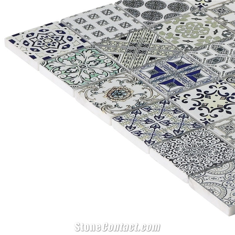 Inkjet Marble with Mesh Design Mosaic Tile