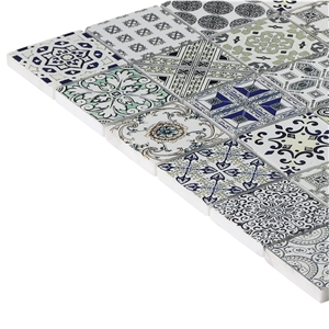 Inkjet Marble with Mesh Design Mosaic Tile