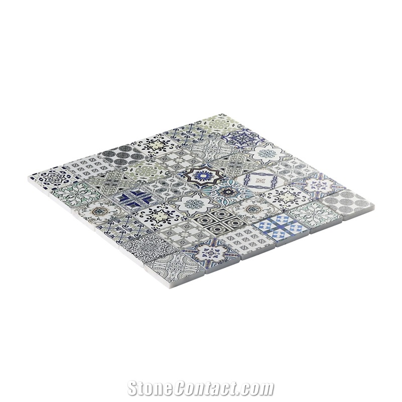 Inkjet Marble with Mesh Design Mosaic Tile