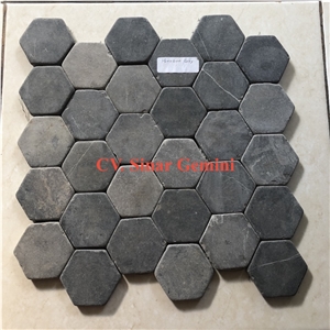 Hexagon Grey Marble Interlock Mosaic Stone