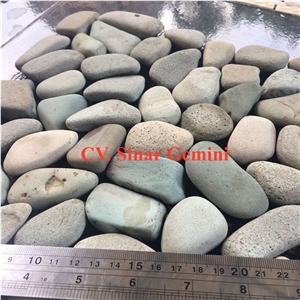 Interlock Natural Green Pebble Mosaic Stone