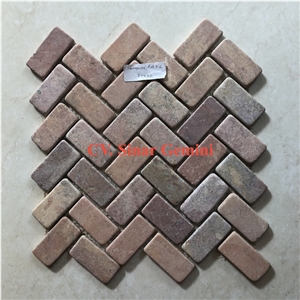 Red Herringbone Mosaic from Indonesia