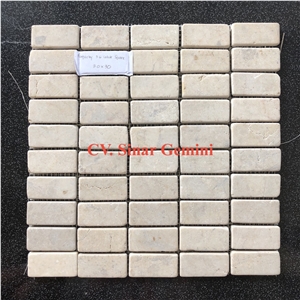 Square White Parquet Stone Linear Mosaic for Flooring