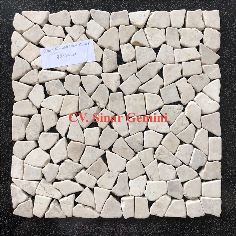 Unpolished White Marble Square Mosaic Stone