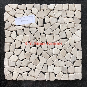 Unpolished White Marble Square Mosaic Stone