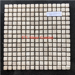 White Parquet Interlock Mosaic Stone