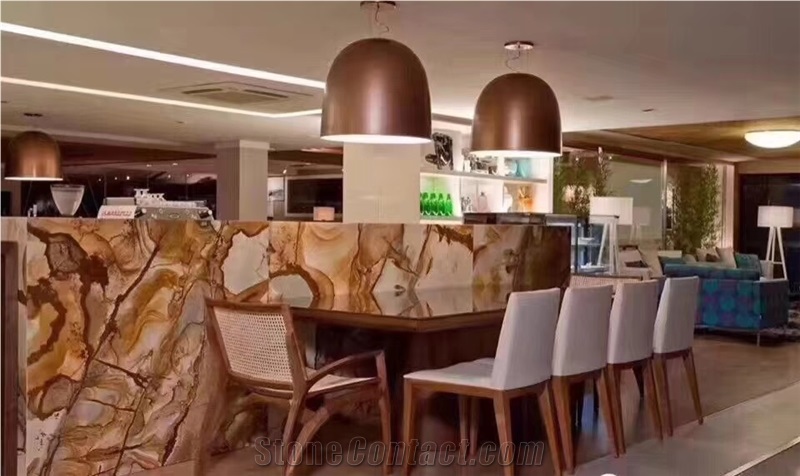 Interior Design Luxury Flamenco Gold Stone Slabs