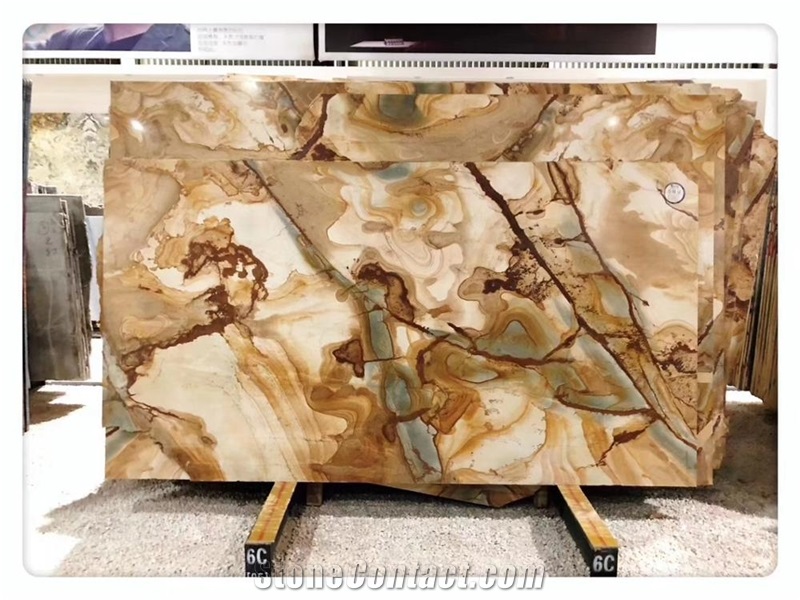 Interior Design Luxury Flamenco Gold Stone Slabs