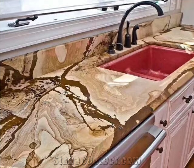 Interior Design Luxury Flamenco Gold Stone Slabs