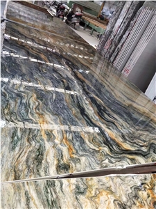 Luxury Green Raw Silk Slab for Wall Application