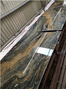 Luxury Green Raw Silk Slab for Wall Application