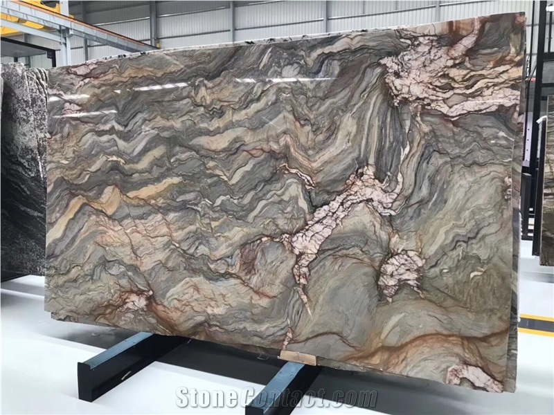 Luxury Green Raw Silk Slab for Wall Application
